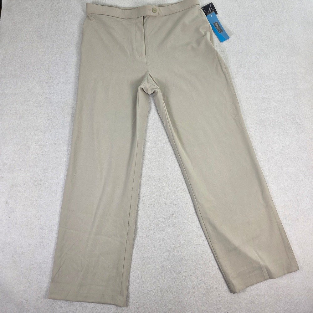 Haggar Women 14 Average Dress Pants Beige New Straight Leg Comfort Stretch - Picture 2 of 11
